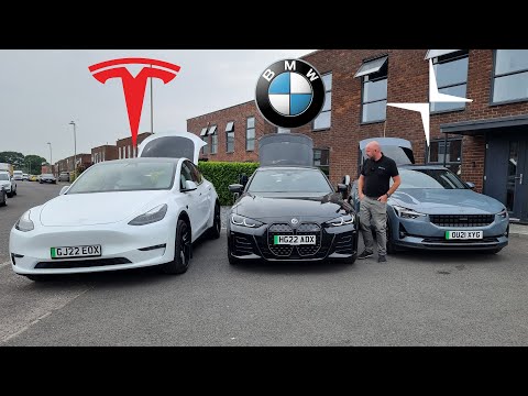 EVs with Hatchback and Tow Bar - Tesla Model Y v BMW i4 M50 v Polestar 2