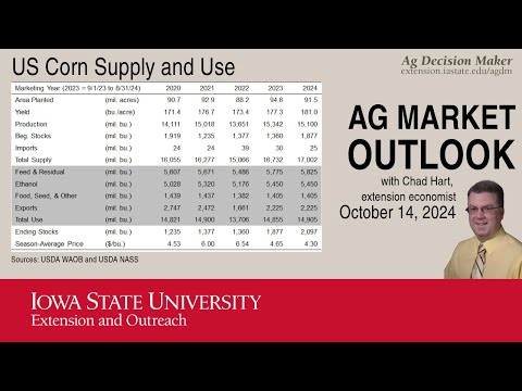 Ag Market Outlook, October 2024 with Chad Hart, Iowa State University Extension Economist