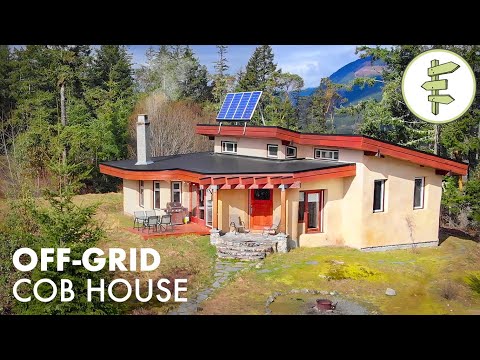 Modern Off-Grid Cob House Built With Sand, Clay &amp; Straw - Sustainable Green Building Tour